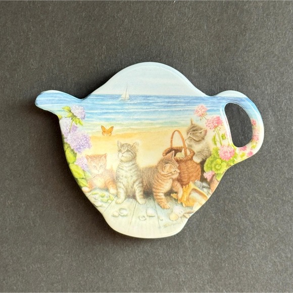 Vintage Teabag Holder / Spoon Rest - Cats on the Beach - Made in Italy - Picture 3 of 7